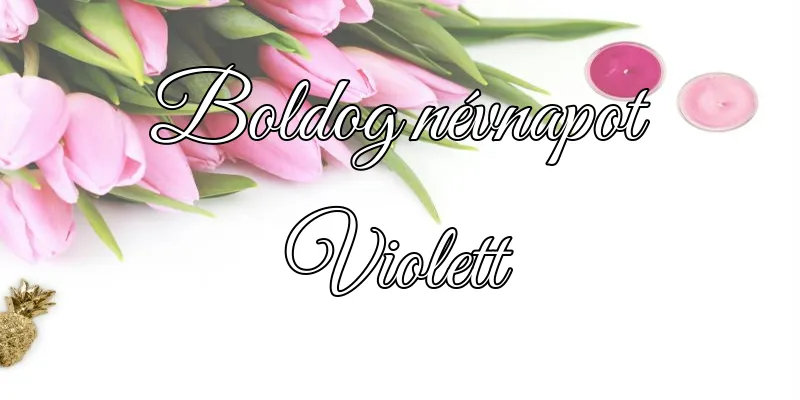 Violett névnapi köszöntő képeslap